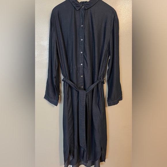 Side Stitch Los Angeles Chambray Shirt Blue Button Up Midi Dress Belted XL - Picture 1 of 12